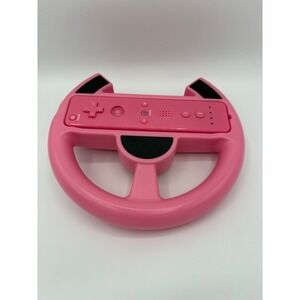Nintendo Wii Compatible Remote & Racing Wheel Bundle Pink Wiimote Controller
